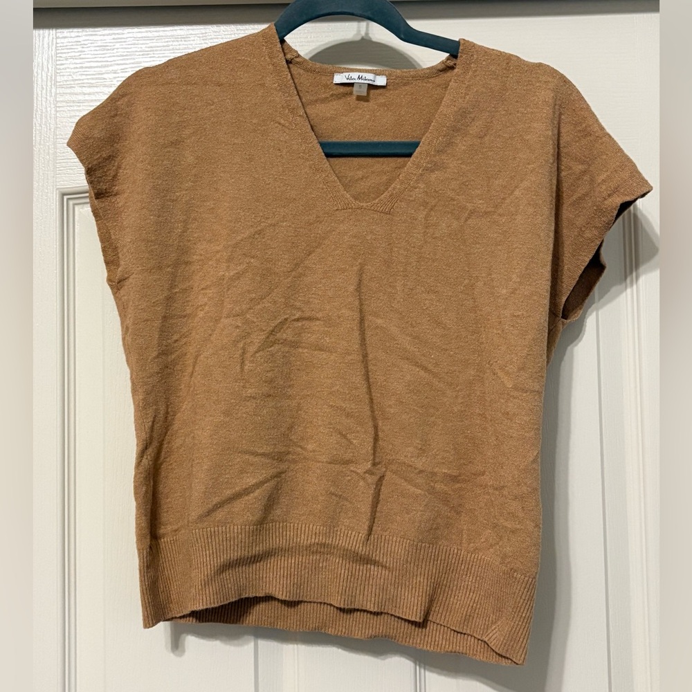 Chic V-Neck Short Sleeve Top in Brown - Super Soft Material